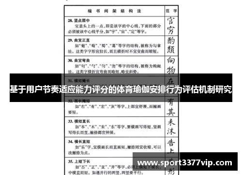 基于用户节奏适应能力评分的体育瑜伽安排行为评估机制研究
